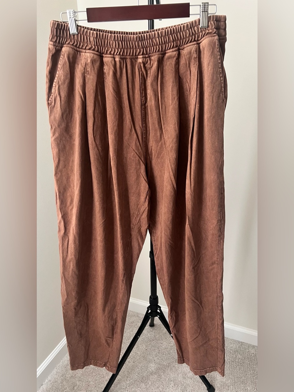 Rae Mode women’s Casual Elastic Waist Brown lounge Pants 100% cotton 2XL